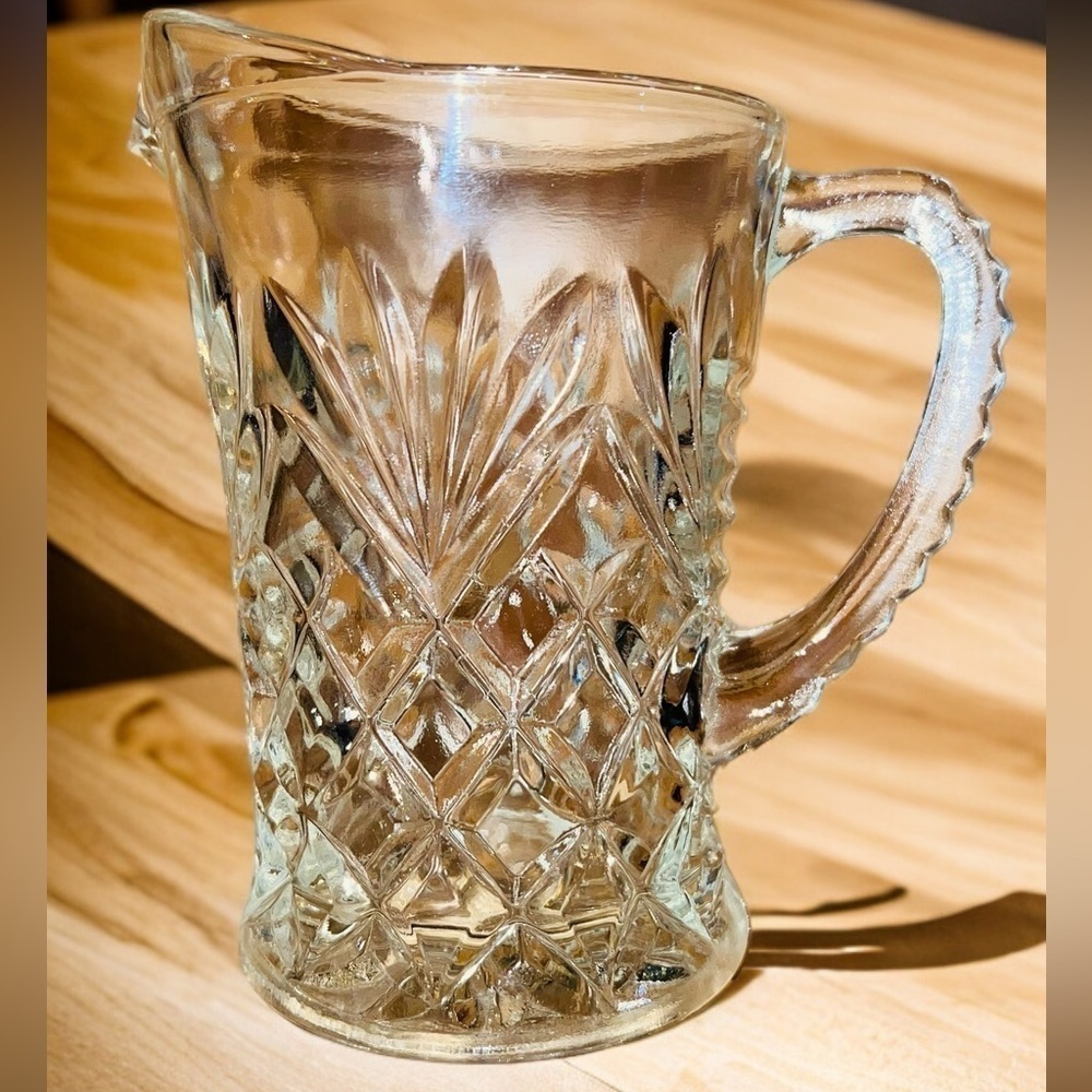 Vintage Anchor Hocking Pineapple Pattern Clear Glass Creamer/Small Pitcher